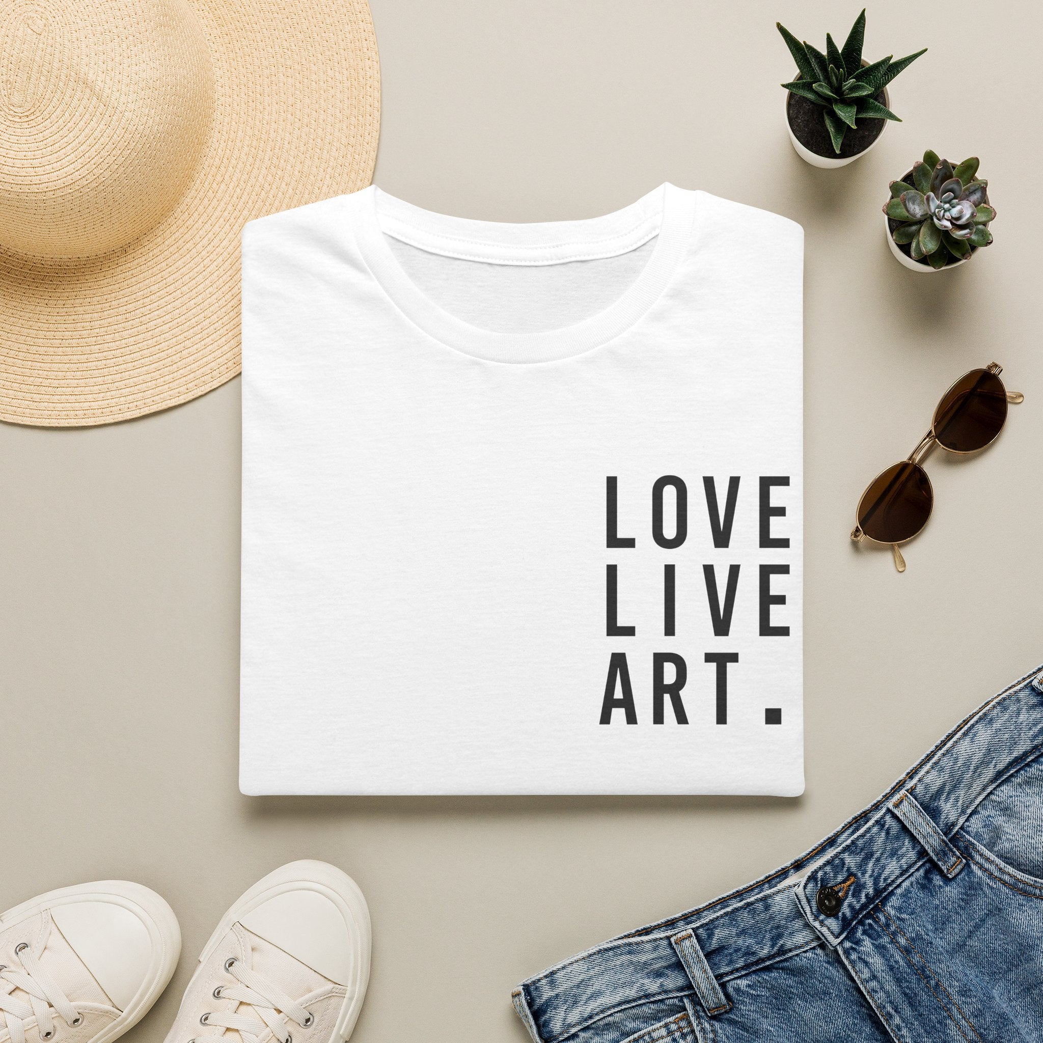 Love Live Art T-Shirt — Minimalist Typography Tee for Artists & Art Lovers